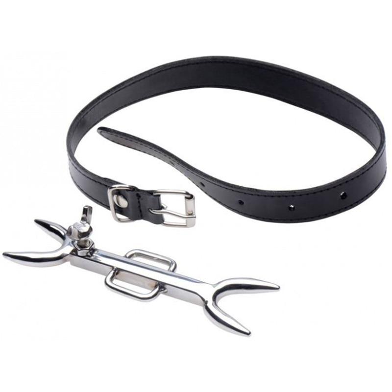 Stainless Steel Punishment Posture Collar Leather Fork  Restraints Collars & Leashes