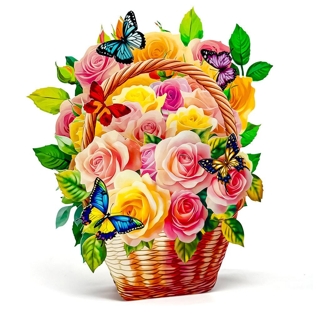 Floral Design Popup Greeting Card With Special Paper Material For Celebrations And Romantic Occasions