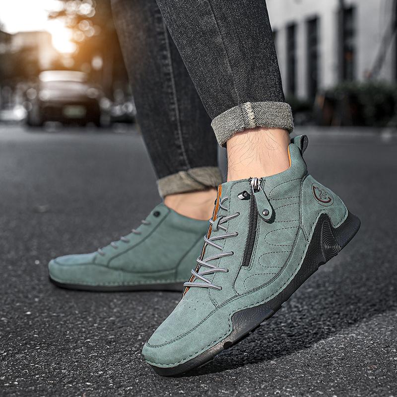 New Spring Autumn Men's Shoes Handmade Leather Men Casual Shoes Outdoor Breathable Men Flat Shoes Fashion Men Ankle Boots