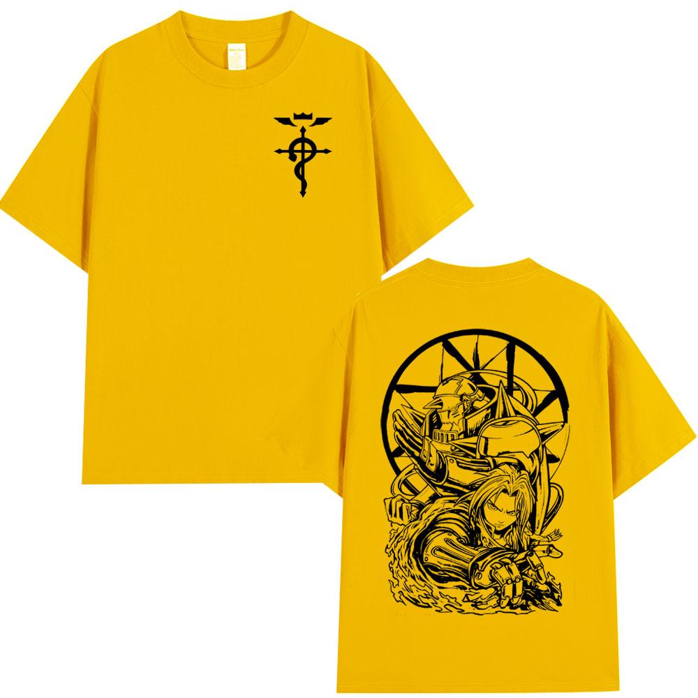 Anime Fullmetal Alchemist Edward Elric Alphonse Elric Tshirts Unisex Women Clothing Fashion Short Sleeve Oversized T Shirts Tops