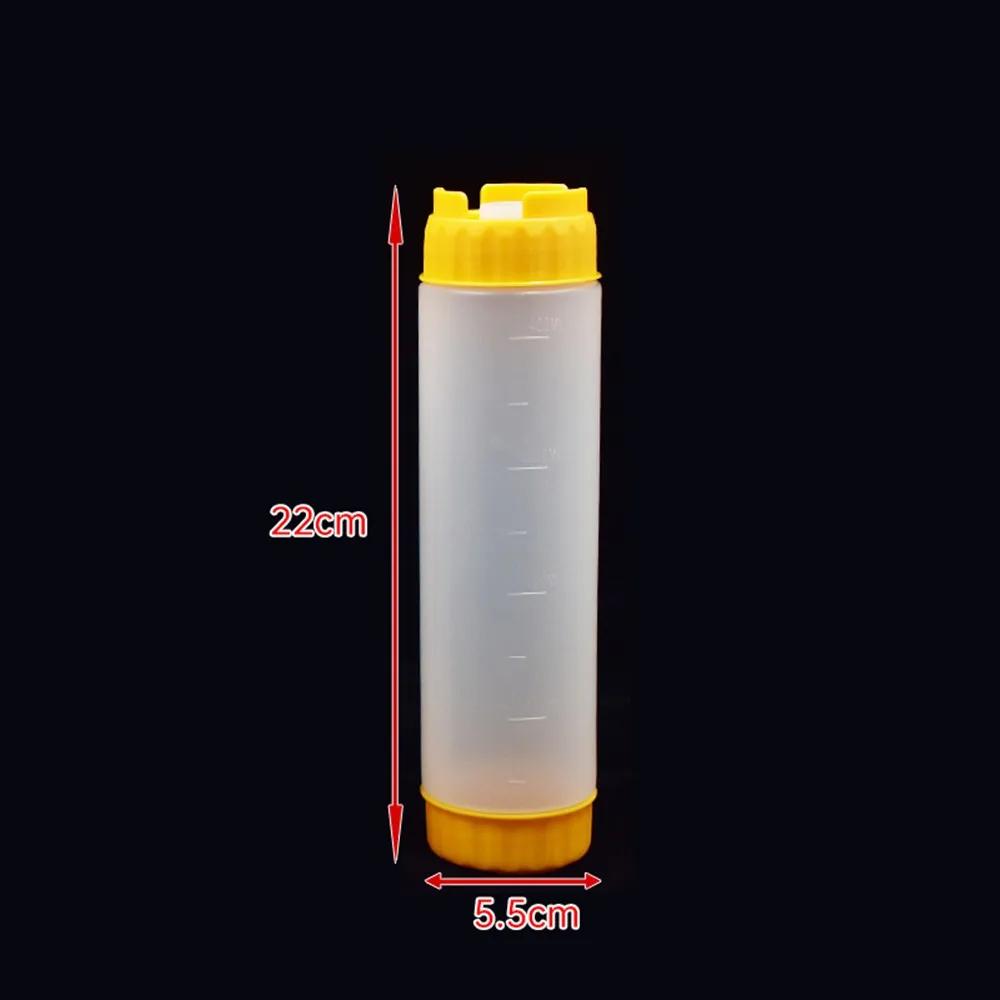 Double Head Squeeze Sauce Bottle 16oz 20oz 24oz Large Capacity Squeeze Bottles In First Out First Plastic Ketchup Picnic Cooker