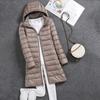 Women's Mid-Length Lightweight Down Jacket with Detachable Hood - 2024 Autumn/Winter Korean Style Plus Size Coat