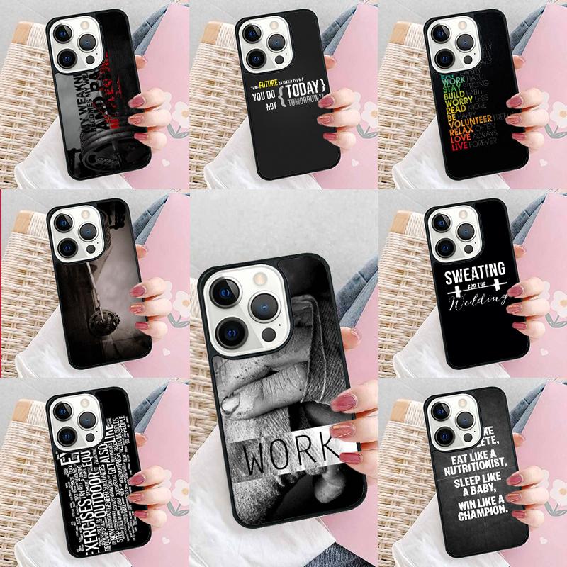 Workout Motivation fitness Gym quotes Phone Case For iPhone 17 Air 15 16e 14 13 Pro Max Coque 12 11 Pro Max PLUS cover