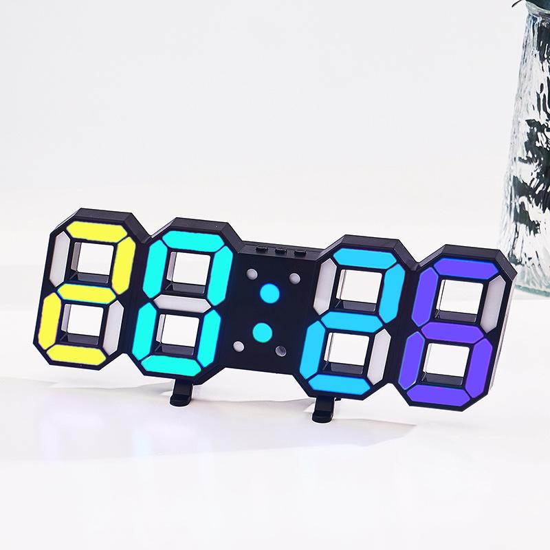 Electronic Wall Clock Can Be Upright and Hung Dual-purpose LED Digital Clock Colorful Bedside Luminous Clock 0733