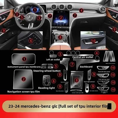 Tpu Transparent Film for 23-24 Mercedes-Benz GLC260L GLC300 Car Interior Sticker Console Screen Protection Film Car Accessories