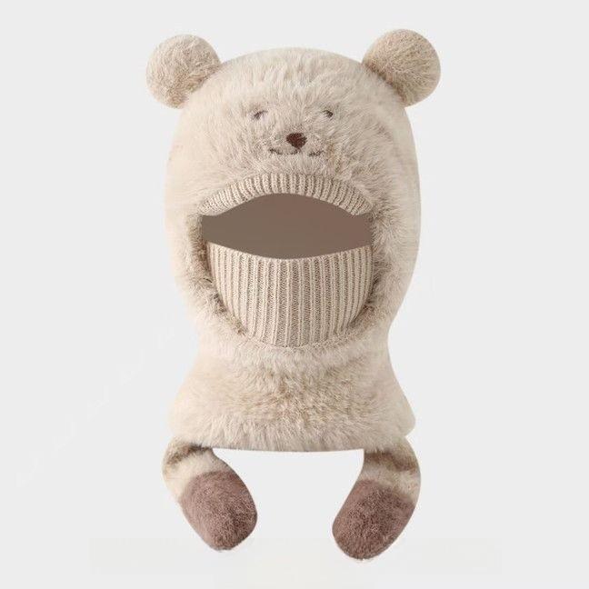 Kids Winter Beanie With Thick Fleece And Integrated Face Mask For Boys And Girls