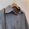 Blue striped long-sleeved shirt women's spring and autumn design sense niche autumn top high-end sense shirt jacket