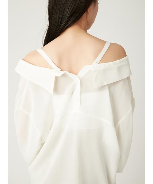 FRAY Sheer Shirt FWFB252114 Free Size I.D. 2-Way Linen-Like Women's White,