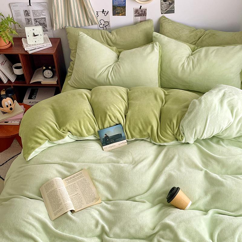 Pink Thick Milk Velvet Duvet Cover, Autumn and Winter Warm Comforter Cover, Reversible Soft Solid Color Bedding Quilt Covers 1pc