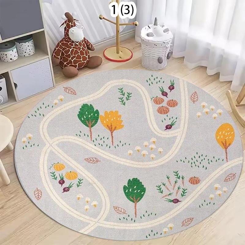 Dark Kids Crawling Mat Round Soft Comfortable Solar System Area Rug Kids Play Mat Non Slip Washable for Bedroom Playroom Nursery