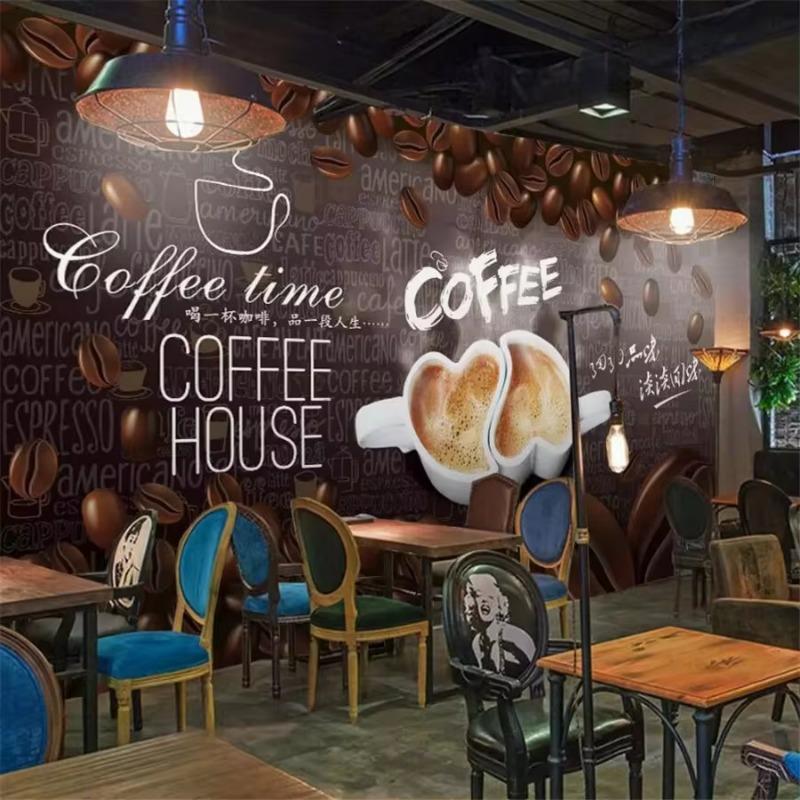 Wallpaper 3d Photo Mural Hand-Painted Coffee Decorative Painting Background Wall Mural 3d Wallpaper