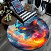 Cosmic Cat Round Area Rug,Carpet Rug for Living Room Bedroom Sofa Playroom Decor,Non-slip Floor Mat