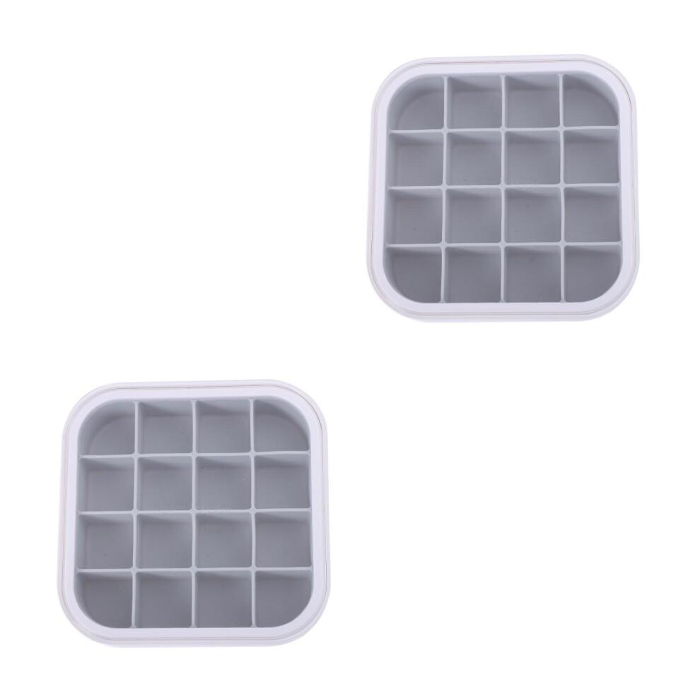 2Pcs 16 Grid Silicone Ice Cube Mold With Lid