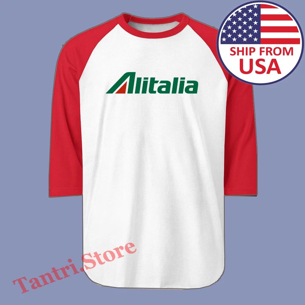 Alitalia Airlines Men s Raglan White Red Size S to 2XL 4XL