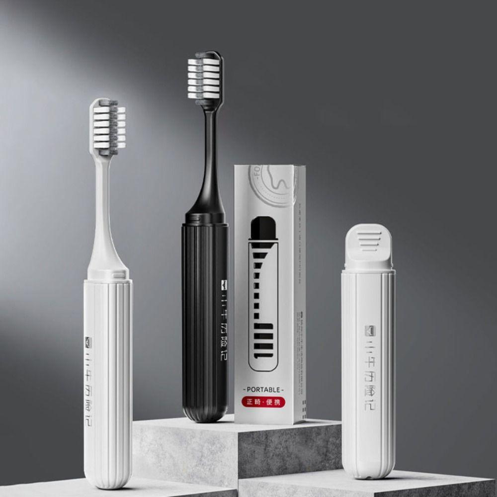 

3Pcs Head Flat Fine Wool Toothbrush Tooth Cleaning Adult Toothbrush Household білий