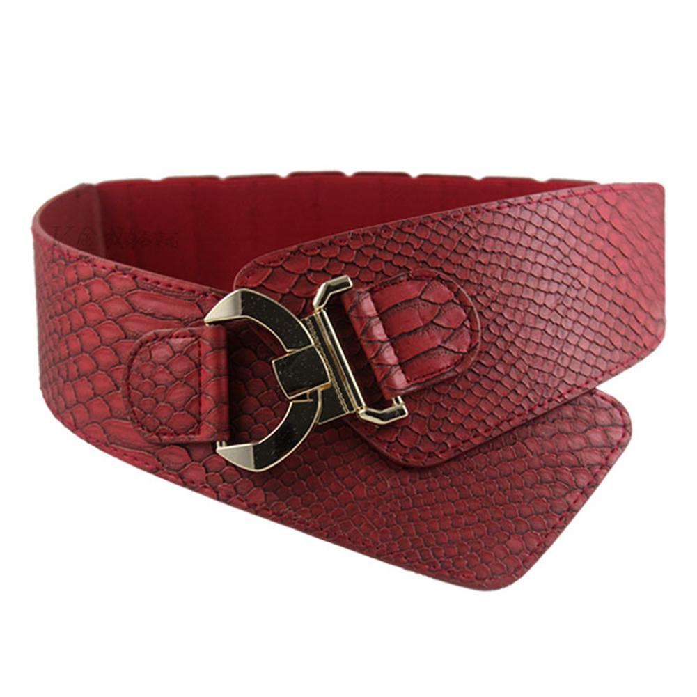 Women Fashion Crocodile Pattern Elastic Wide Belt Simple Belt Decorative