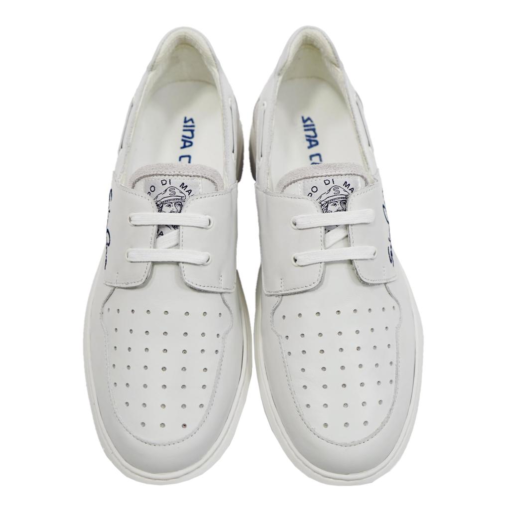 Deck Casual Thick Cowhide Embroidered 2517640091025 [Sinacoba] Men's Sneakers, Shoes, Shoes, Sole, Leather, Logo,