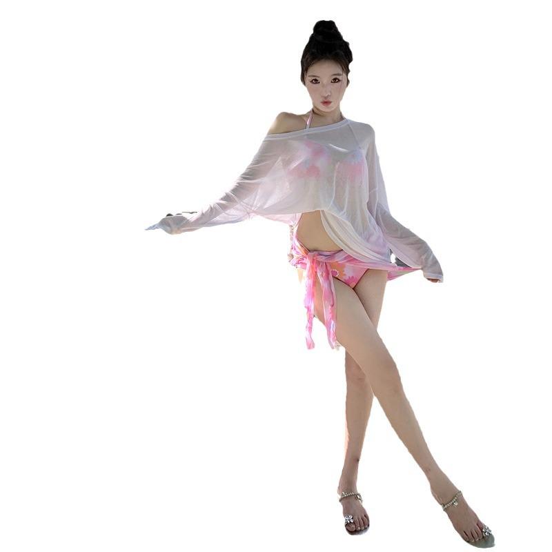 Korean-Inspired Three-Piece Bikini Set 2024: High-End Resort Swimsuit with Hard Cup for Women