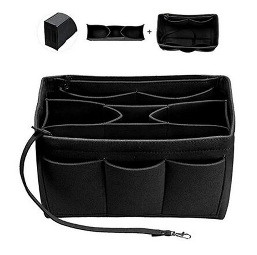 Large Capacity Felt Liner Makeup Bag with Detachable Medium Bag Organizer