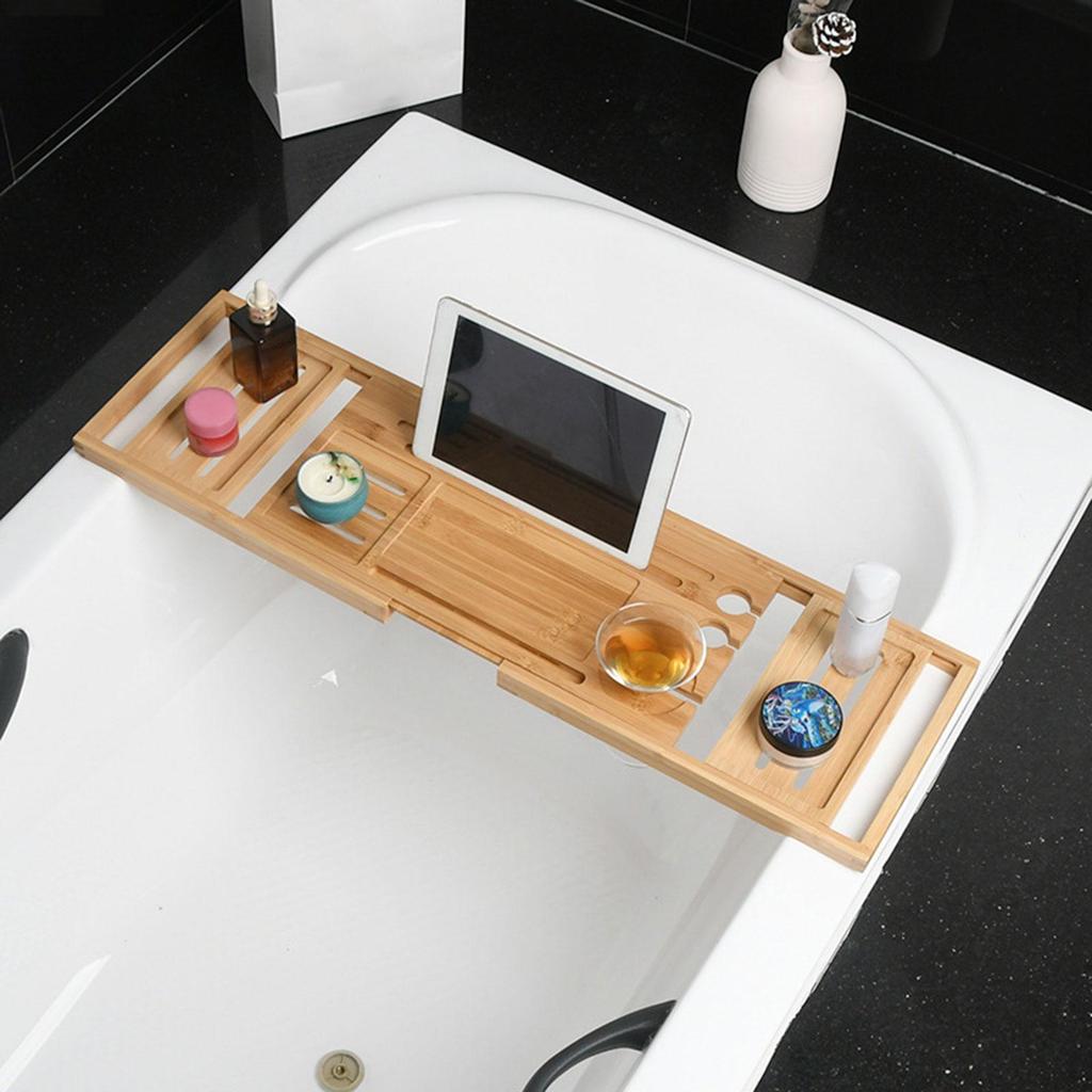 Bathtub Tray, Organizer Tray Retractable, Bathroom Gadgets, Practical, Bath Tub Phone Holder