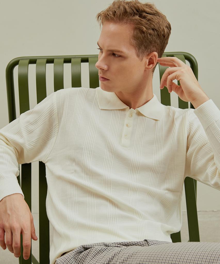 DEVERRMAN Textured Polo Knit (White)