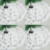 38cm White Christmas Tree Skirt Snowflakes Plush Carpet Xmas Floor Mat Ornaments Wedding Birthday New Year Christmas Decoration