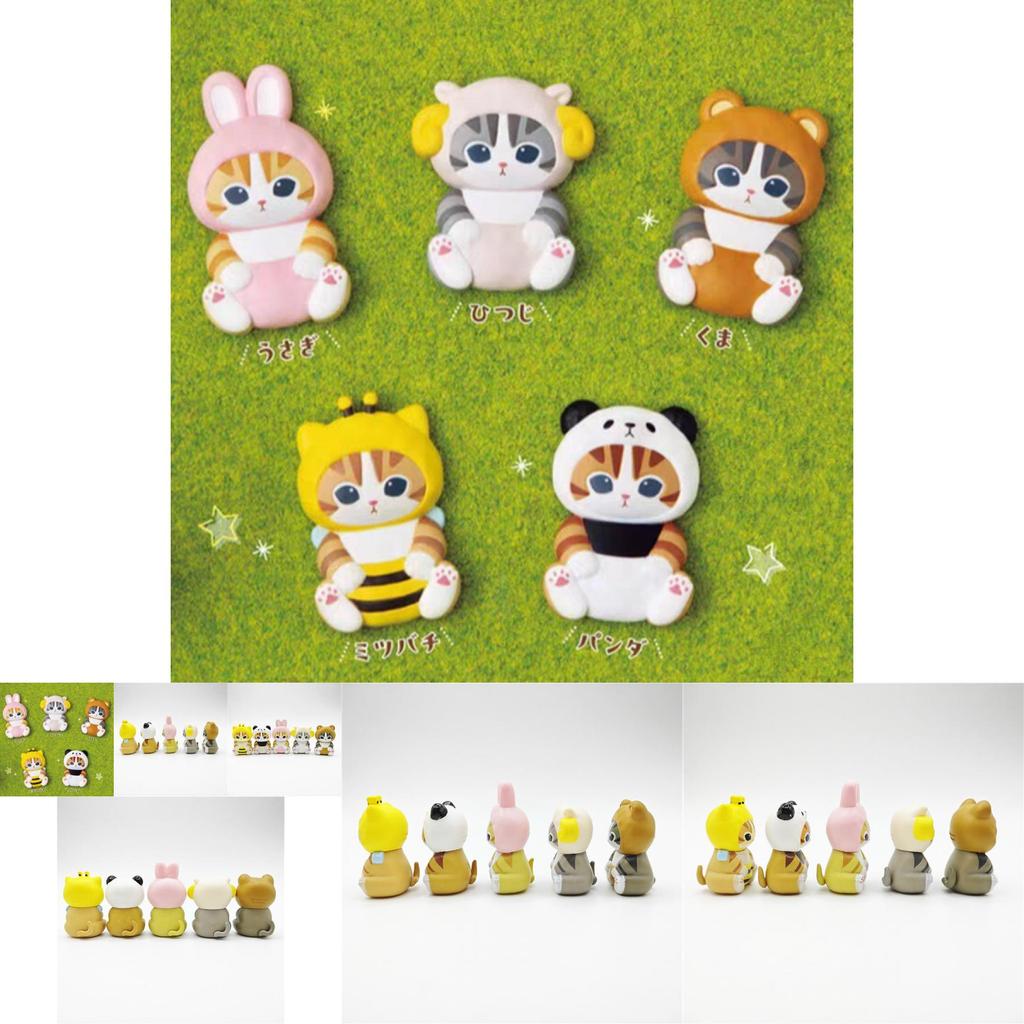 Charming Pvc Miniature Animal Figures Set Of Cute Cats With Bee And Bunny Designs