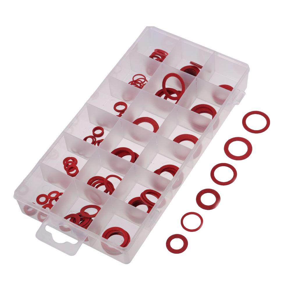 150Pcs Red Fiber Washer Assortment Kit 14 Sizes Flat Ring Washers Sealing Washers Set