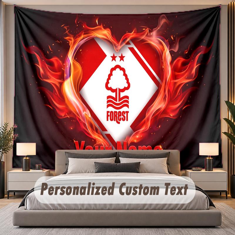 Custom Name Text Tapestry Nottingham Forest Personalized Polyester Wall Tapestry For Bedroom And Room