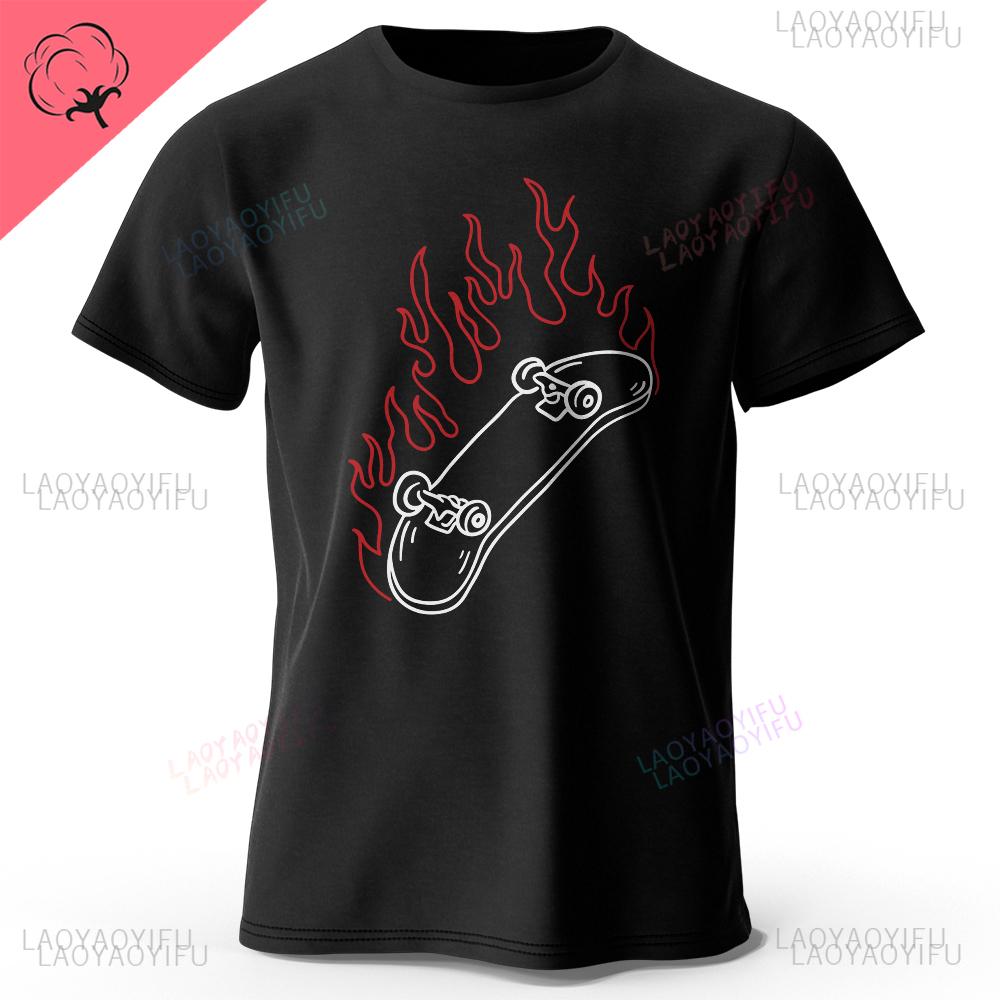 Skateboard Lovers Summer Mens Graphic Casual Oneck TShirt Personalized Cotton Style Tops Tees for Fashion Streetwear Clothes