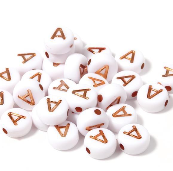 100pcs/lot Acrylic Letter Beads Round Flat Gold Color Alphabet Spacer Beads for DIY Bracelet Necklace Jewelry Making Materials