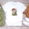Trendy short-sleeve T-shirt with stylish prints, perfect for women's summer wear.