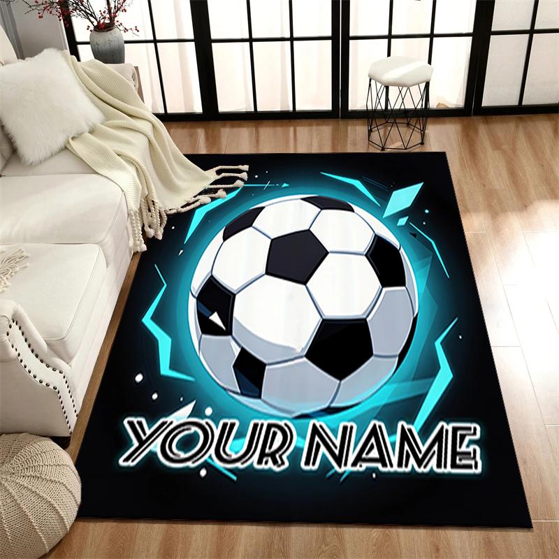 1PC Custom Name "Your Name Soccer Emblem" Theme Floor Mat Ideal for Living Room, Game Rooms, Office, Bedroom, Office Floor Mat , Floor Mats for Home
