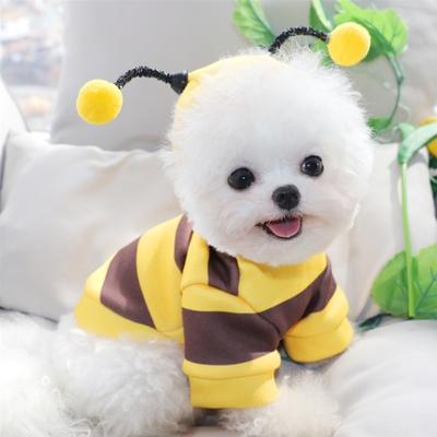 Pet Bee Costume Dog Winter Hoodies Warm Dress-up Apparel Clothes Holiday Cosplay Outfit for Small Medium Dogs Cat