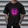 Summer Round Neck 3D Neon Graffiti Skull Graphic Print Top Fashionable Casual Short Sleeved Men's T-shirts