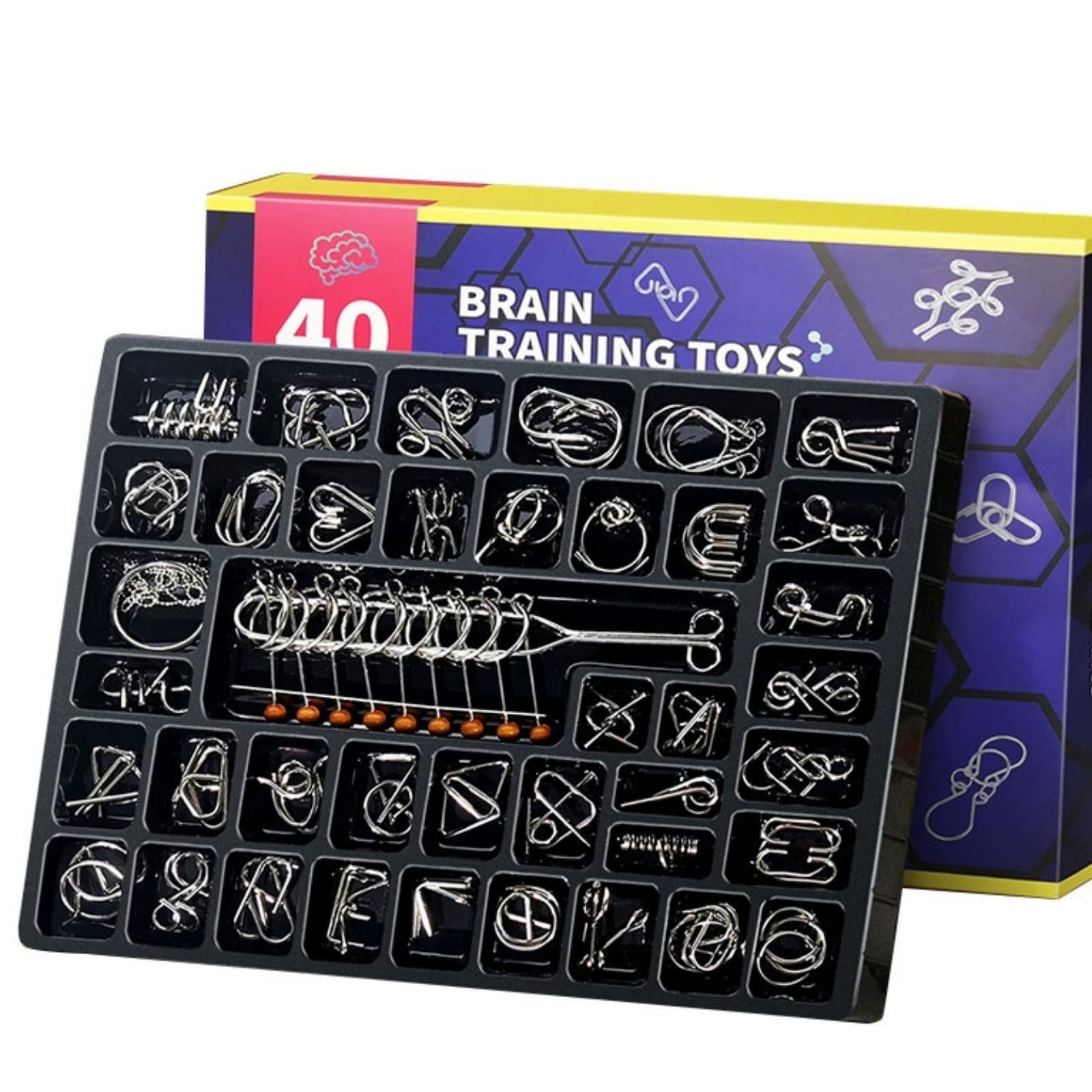 

Brain Training Rings for Adults and Children, 40-Piece Set, Car Design, Time-Killing Toy for Kids, Hospitalization Gift, Chienowa, Adults, Children,