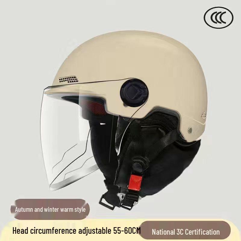 "3C Certified Warm Electric Motorcycle Helmet for Men & Women - Cold Protection for Autumn & Winter"