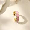 Multicolor Gold-Plated Open Adjustable Heart Ring - Luxury Finger Jewelry