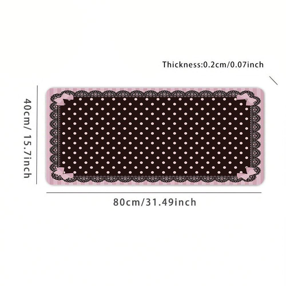 Pink Black Lace Polka Dot Large Gaming Mouse Pad XXL Extended Desk Mat Coquette Decor