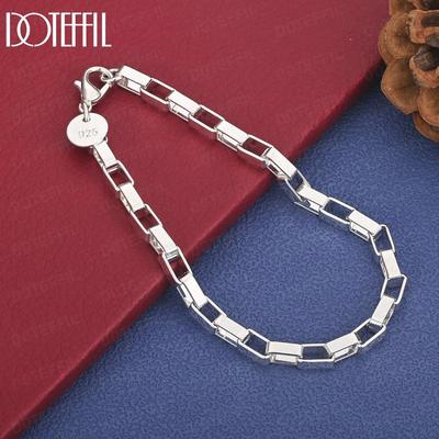 925 Sterling Silver Långt Rutigt Armband Bröllopssmycken