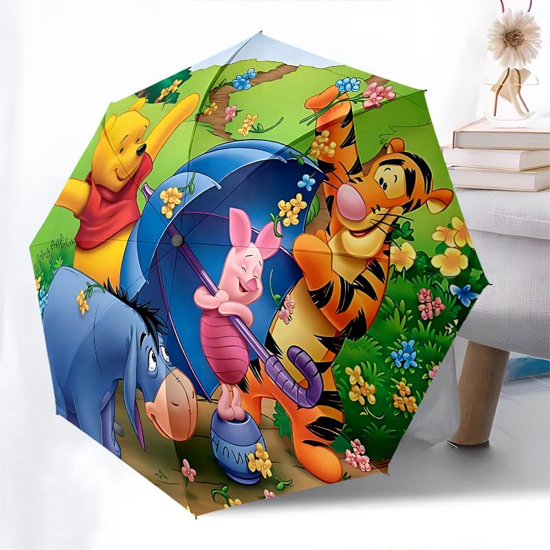 Ombrello Automatico ad Apertura e Chiusura a Tema WinnieThePooh e Tigro, Ombrello Portatile Colorato con 8 stecche, Adatto per Uomini e Donne