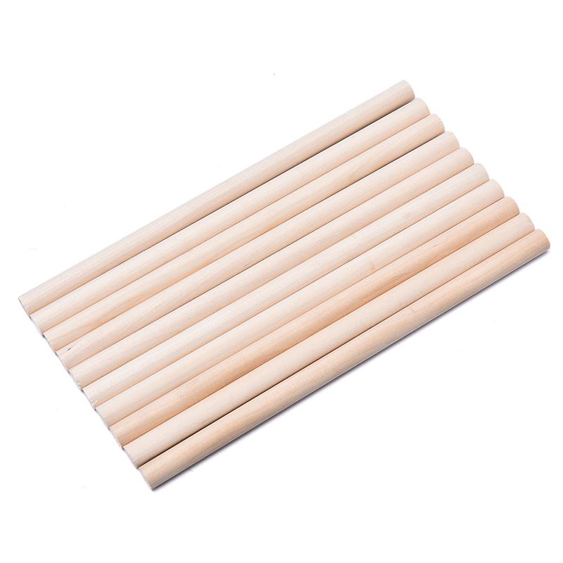 

10шт Натуральні дерев яні круглі стрижні Лічильні палички Дюбель DIY Будівельна модель Ремесло 10*200mm