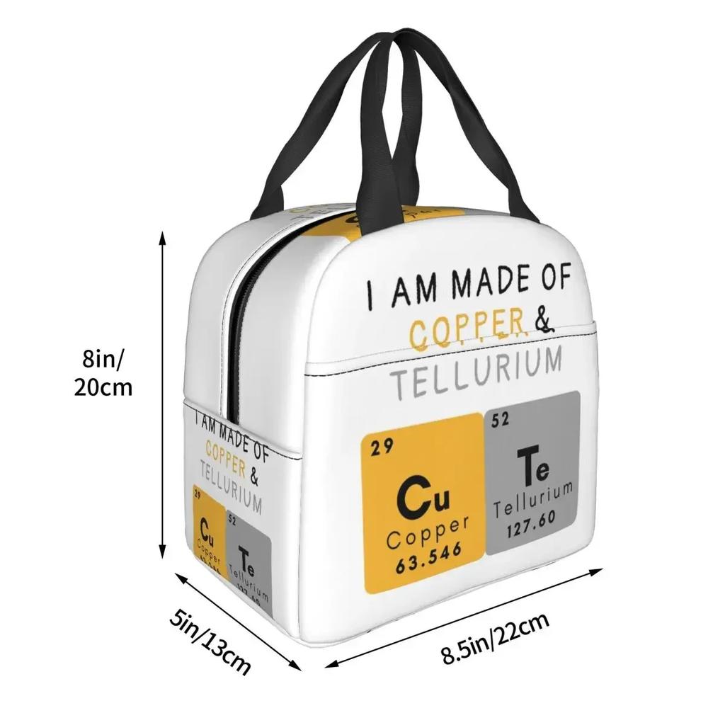 Elements Periodic Table Science Chemistry Chemical Insulated Lunch Bag for Women Kids Portable Food Boxes Thermal Lunch Box Tote