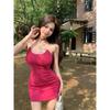 Sweet and Spicy Girl Design Invisible Strap Spaghetti Strap Dress Women's New Summer Waist-cinching Slimming Hip-hugging Short Skirt