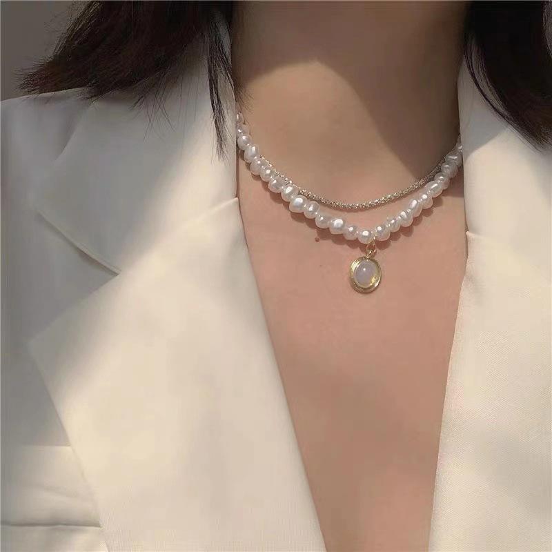 

Korean Style Sparkling Milky Way Freshwater Pearl Clavicle Necklace for Women