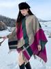Winter Scarf Women Ladies Layers Poncho Elegant Plaid Tassel Wraps Shawl Casual Warm Scarve Capa Para Mujer Pashmina Cloak New