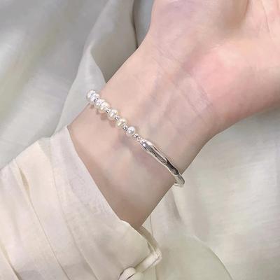 2023 Neues Süßwasserperlenarmband, weibliches Xia, einzigartiges Design, leichtes Luxus-Halbarmband, Armband, Silberarmband