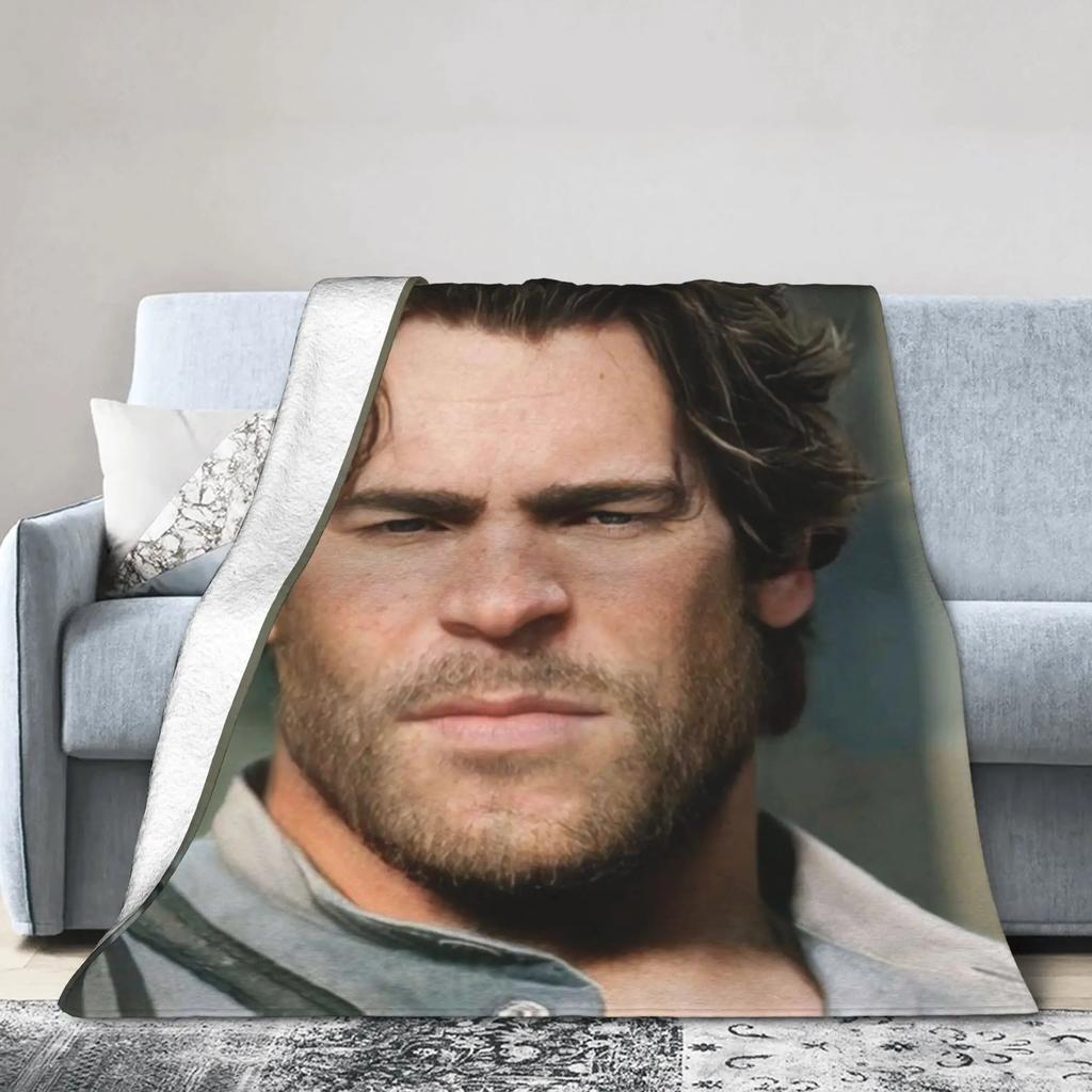 Arthur Morgan RDR Video Game Flannel Blanket Super Soft Winter Bedding Throw for Boys Girls Outdoor Fun Bedspread Cover