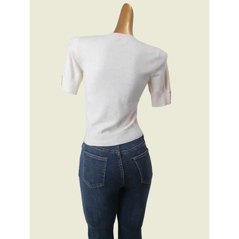 Domestic Counter Brand Soft Glutinous Knitwear Flash Core-Spun Yarn Metal Button Silm Base Pullover Women's Top