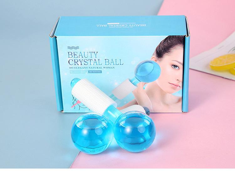 Ice Hockey Beauty Ball Pink Crystal Ice Hockey Ice Therapy Face Massage Glass Ice Ball Beauty Ball